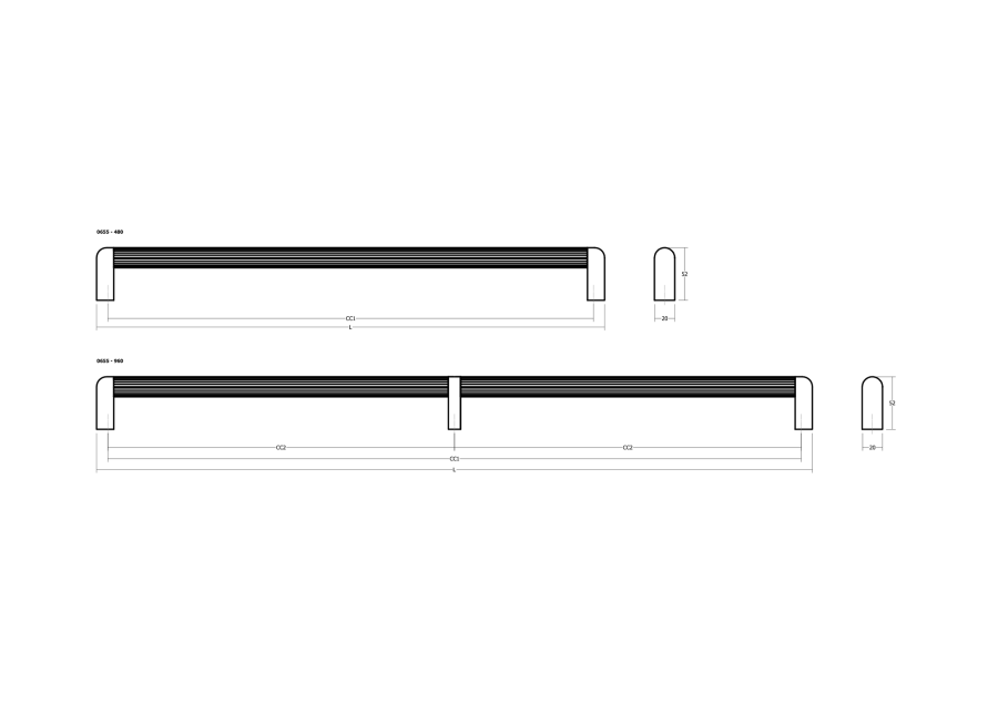  Ilga rankenėlė RISS-B -502 mm|balta matinė LM1